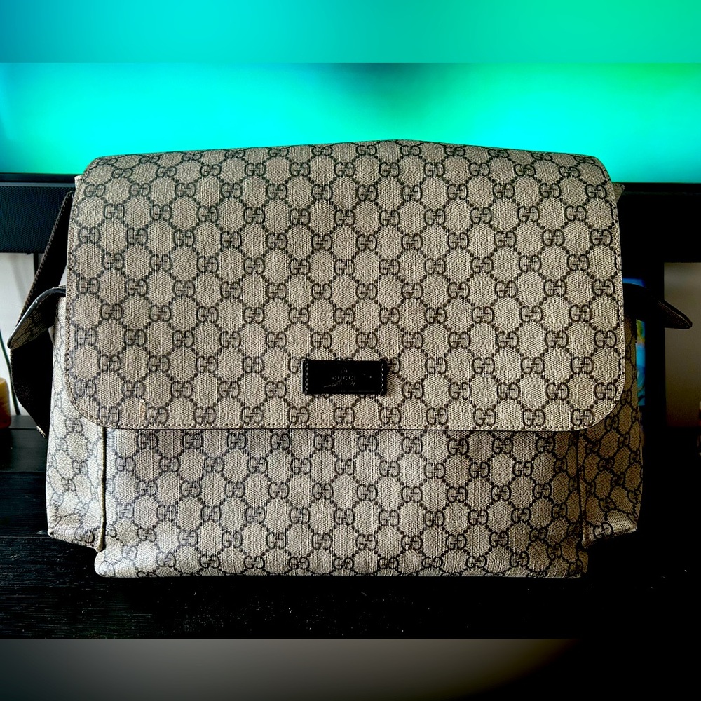 GG Supreme canvas diaper bag